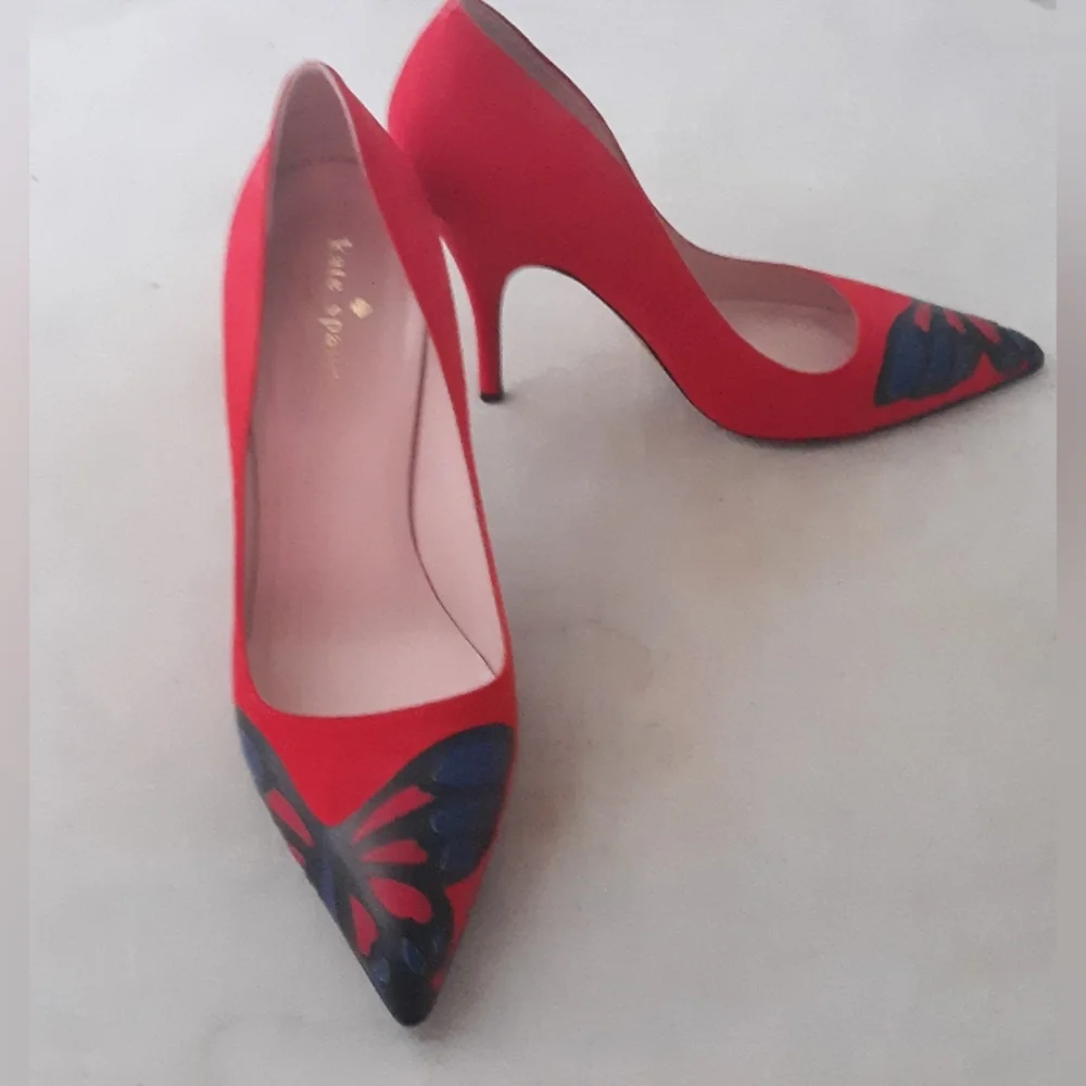 Kate Spade Butterfly Wings Suede Heels Courts 8 Italy..mint - Picture 1 of 6
